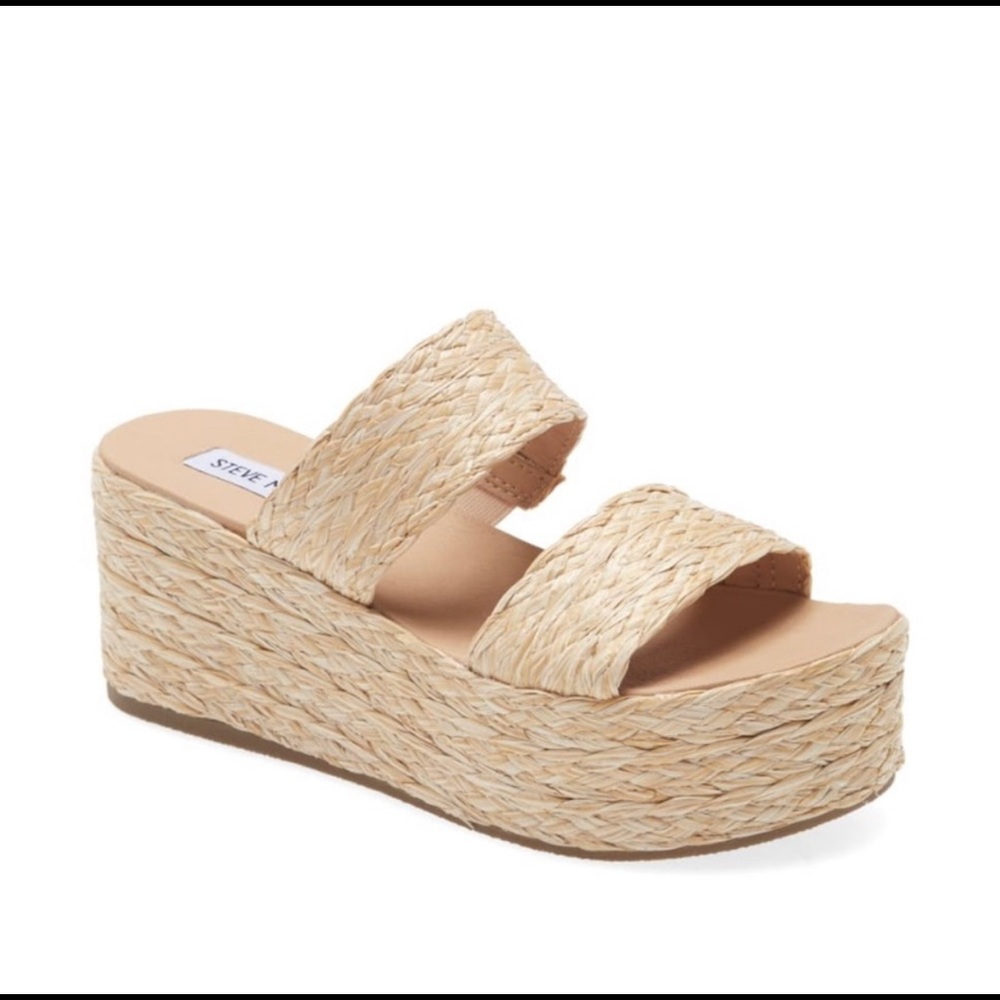 NWT Steve Madden Jolted Raffia Wedge Sandal 10